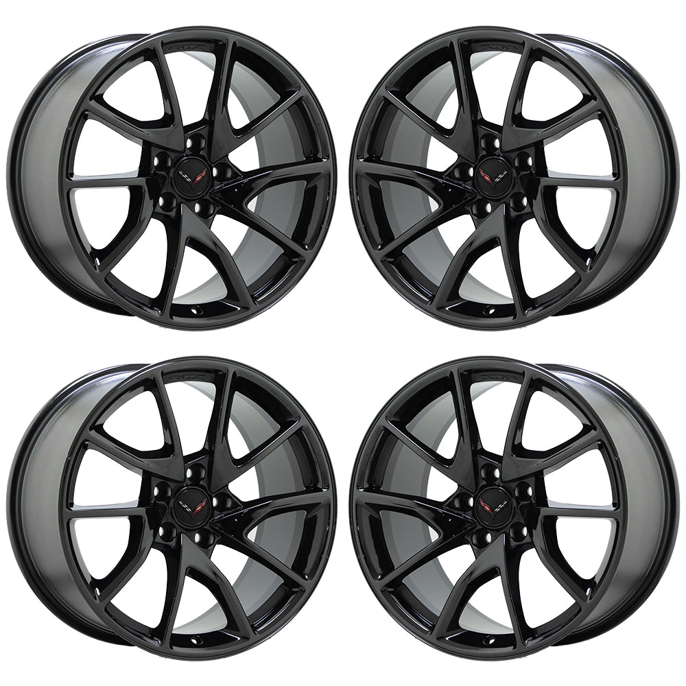 19" 20" Corvette C7 Z06 Black Chrome Wheels Rims Factory OEM Set 96013 96014